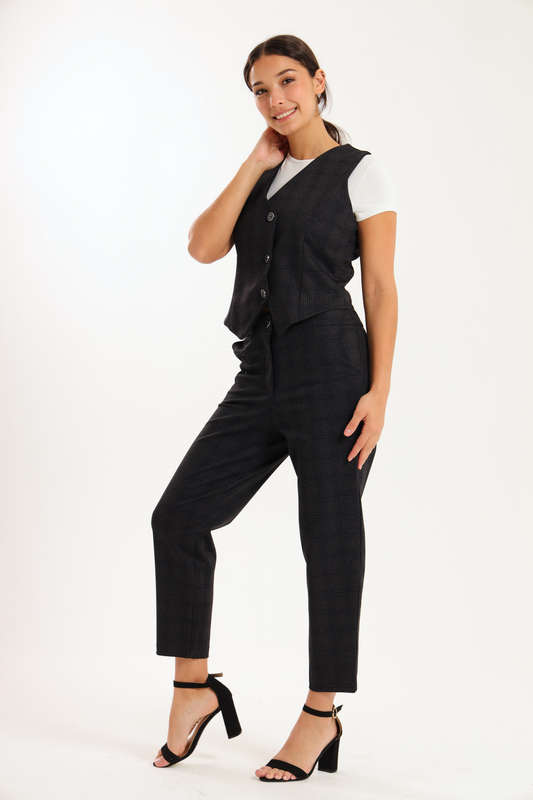 Ladies Ponti Pants &amp; Button Down Sleeveless Summer Waistcoat Blazer Set