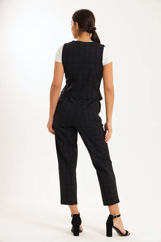 Ladies Ponti Pants &amp; Button Down Sleeveless Summer Waistcoat Blazer Set