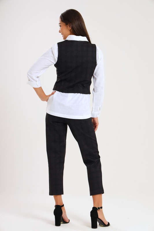 Ladies Ponti Pants &amp; Button Down Sleeveless Summer Waistcoat Blazer Set