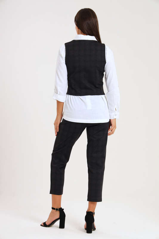 Ladies Ponti Pants &amp; Button Down Sleeveless Summer Waistcoat Blazer Set
