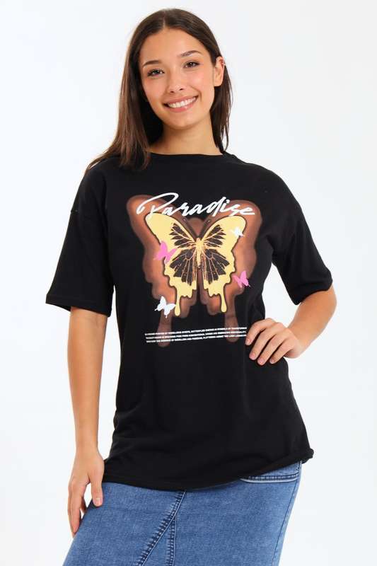 Ladies Printed Slogan Maxi T-shirts
