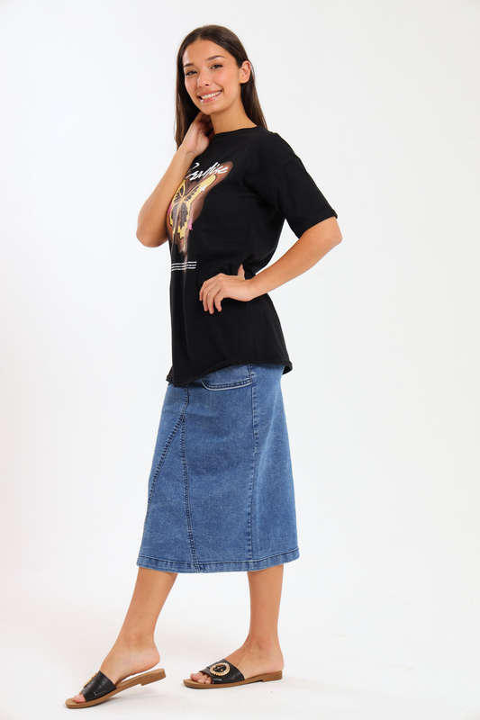Ladies Printed Slogan Maxi T-shirts