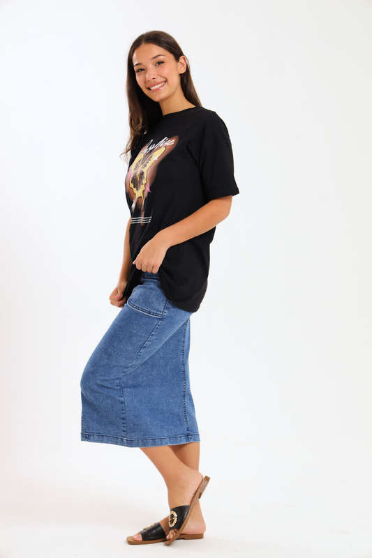 Ladies Printed Slogan Maxi T-shirts