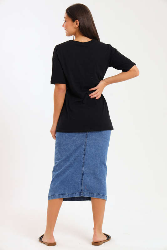 Ladies Printed Slogan Maxi T-shirts