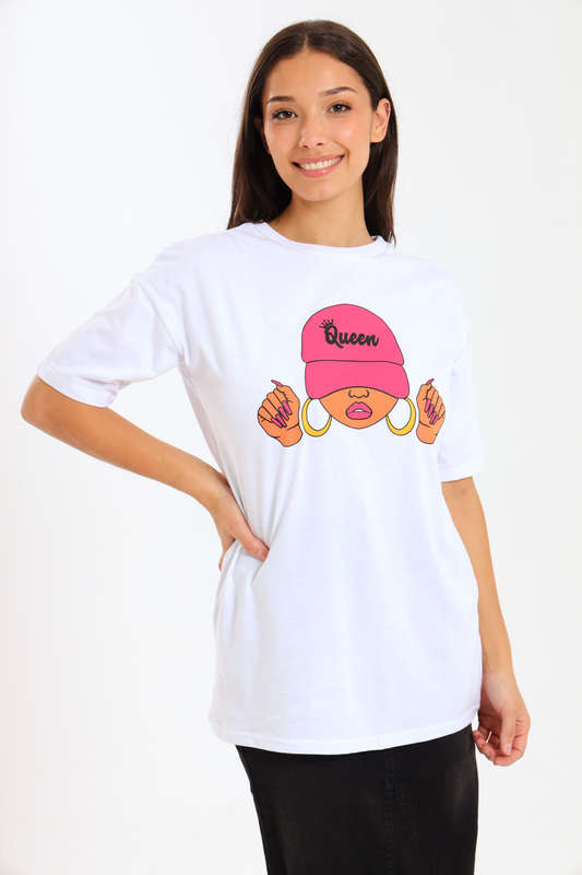 Ladies Printed Slogan Maxi T-shirts