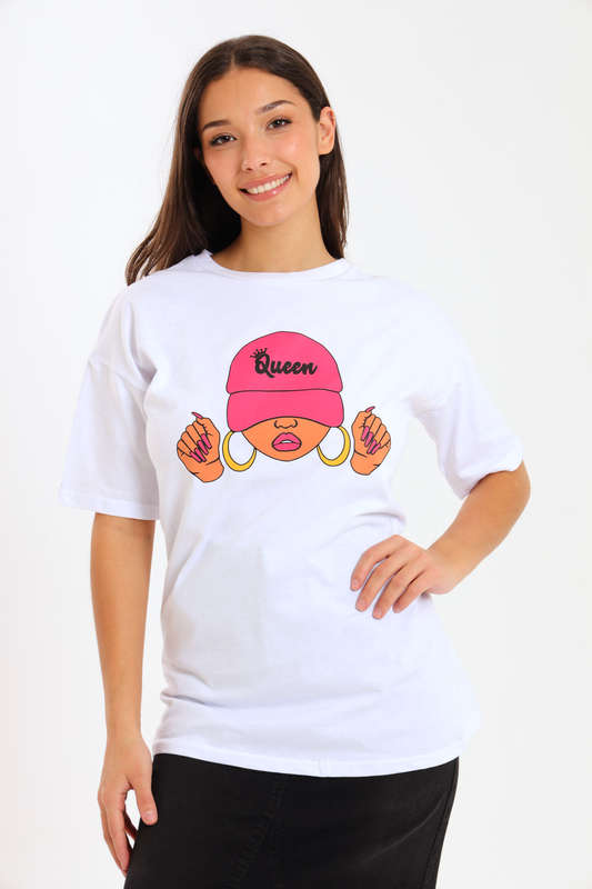 Ladies Printed Slogan Maxi T-shirts