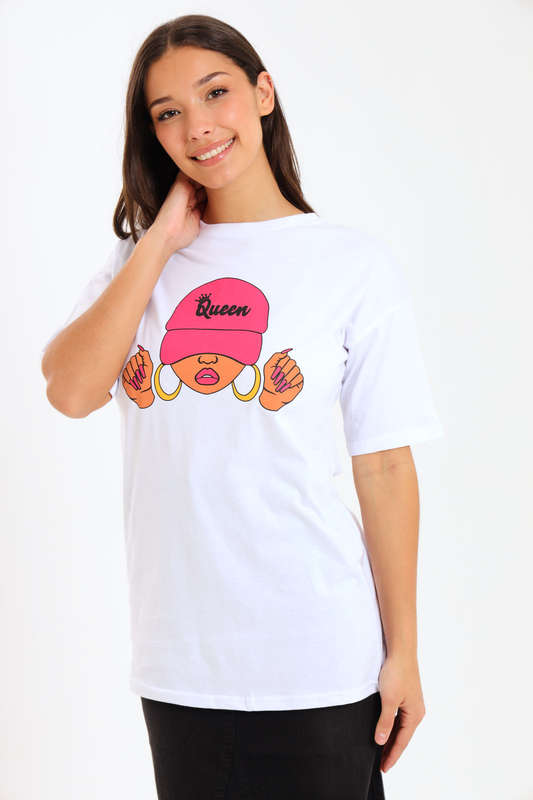 Ladies Printed Slogan Maxi T-shirts