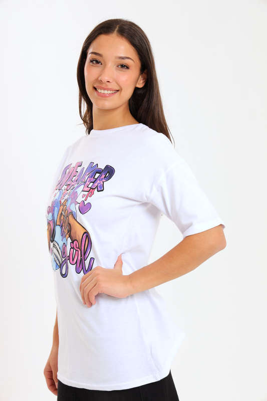 Ladies Printed Slogan Maxi T-shirts