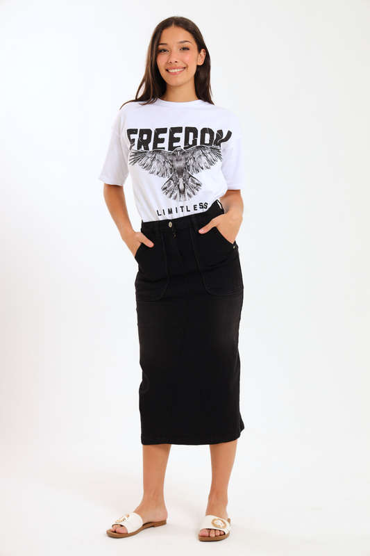 Ladies Printed Slogan Maxi T-shirts