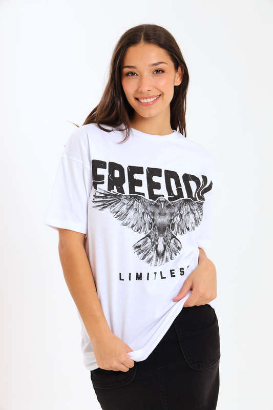 Ladies Printed Slogan Maxi T-shirts