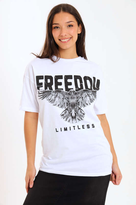 Ladies Printed Slogan Maxi T-shirts
