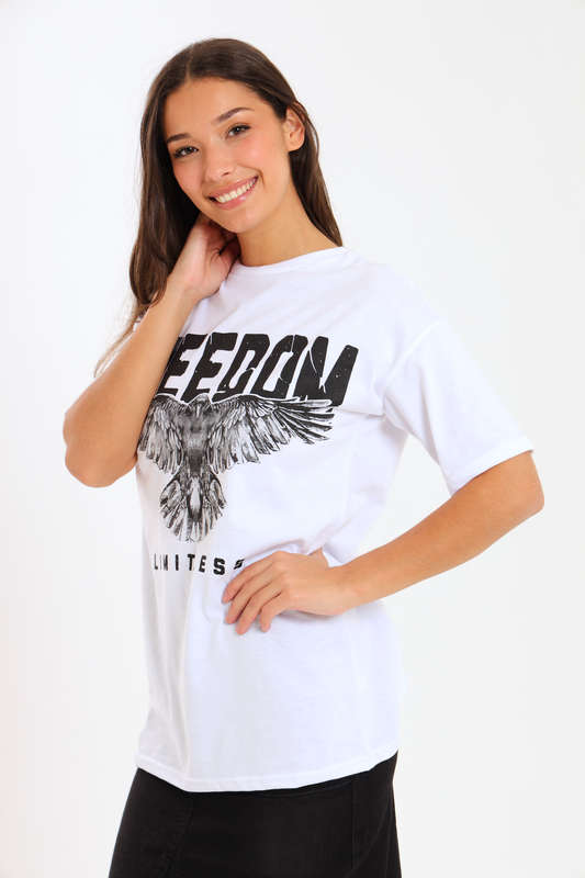 Ladies Printed Slogan Maxi T-shirts