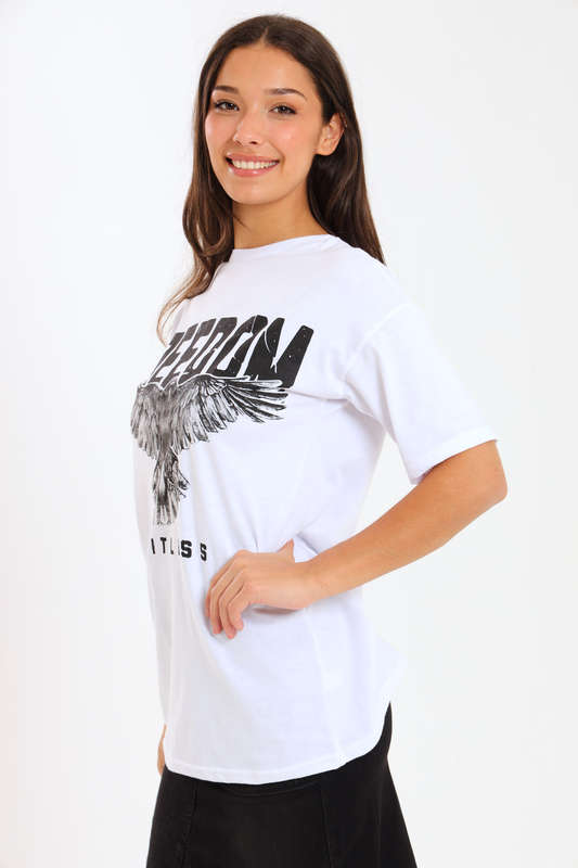 Ladies Printed Slogan Maxi T-shirts