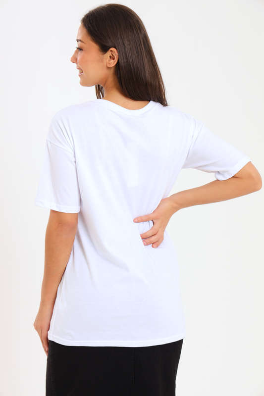 Ladies Printed Slogan Maxi T-shirts
