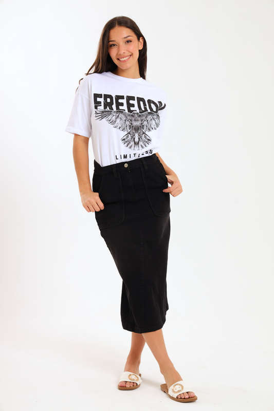 Ladies Printed Slogan Maxi T-shirts