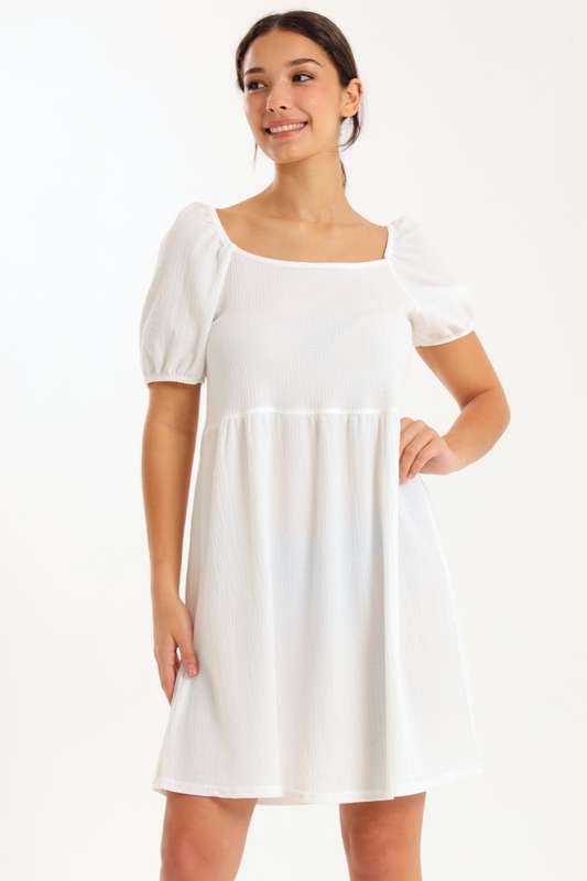 Ladies Puff Sleeve Square Neck A-line Dress