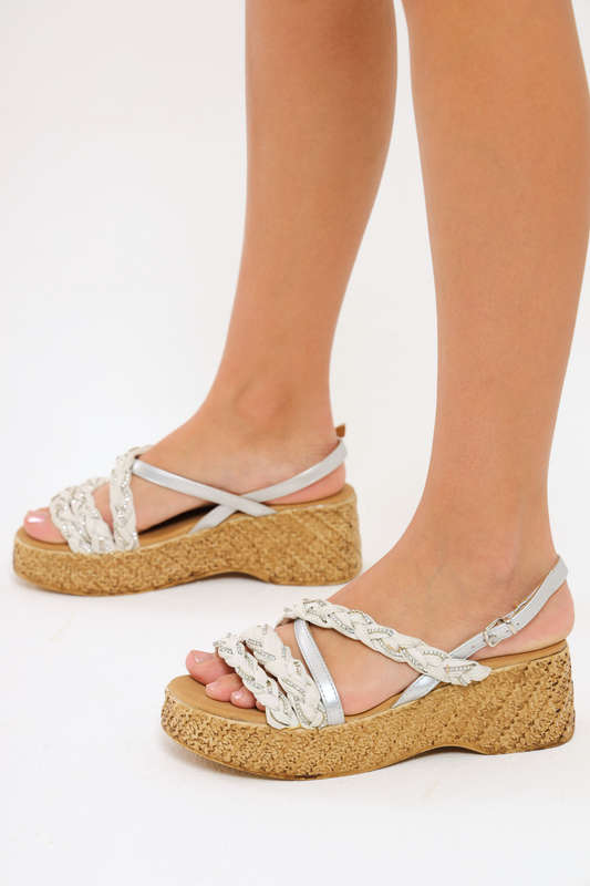 Ladies Raffia Platform Sandals