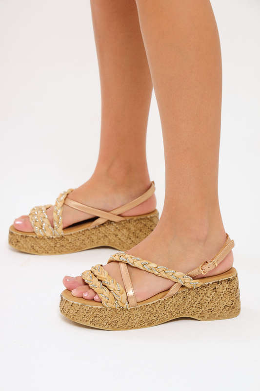 Ladies Raffia Platform Sandals