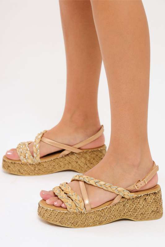 Ladies Raffia Platform Sandals