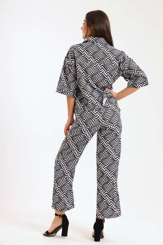 Leah Abstract Print Ladies 2 Piece Shirt and Trouser Co-Ord Set