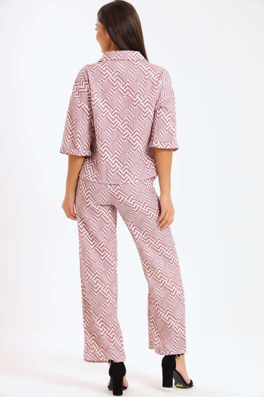 Leah Abstract Print Ladies 2 Piece Shirt and Trouser Co-Ord Set