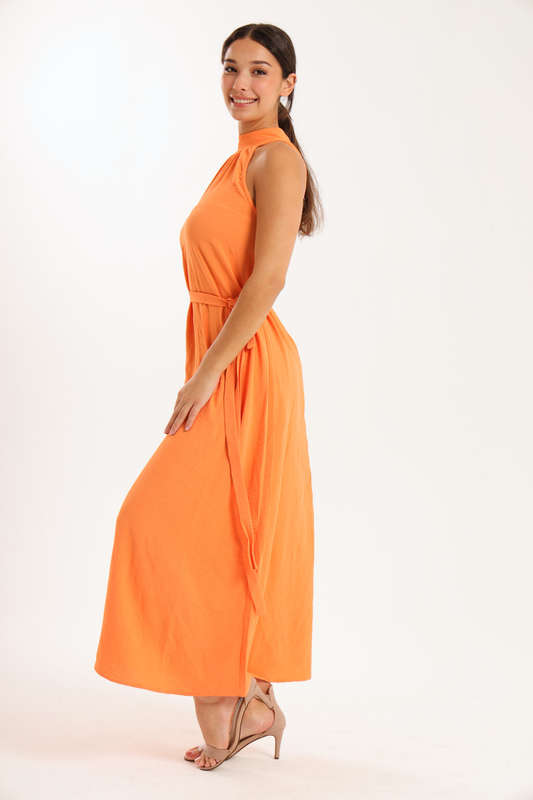 Lina Airflow Sleeveless Maxi Full Length Belted Dress