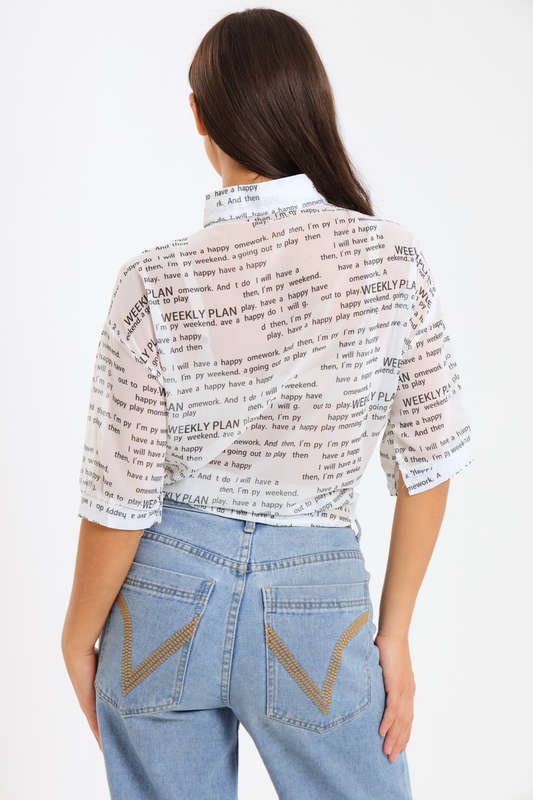 Out To Play White Chiffon Casual Shirt