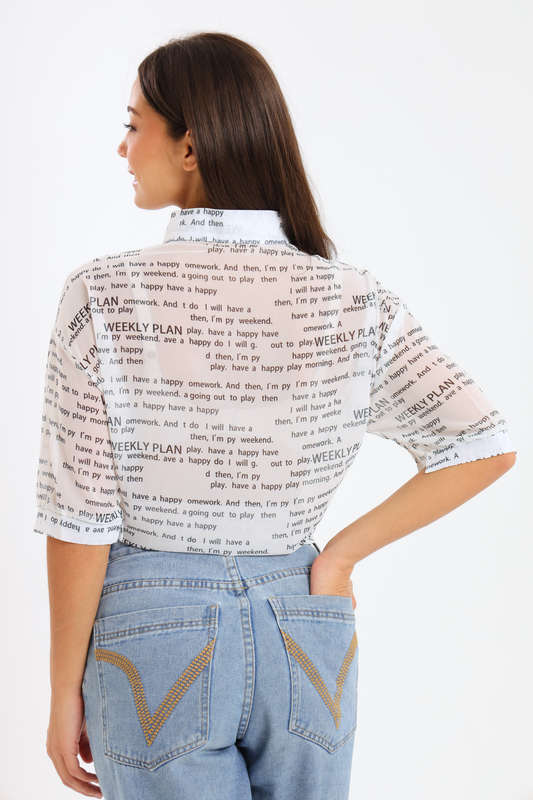 Out To Play White Chiffon Casual Shirt