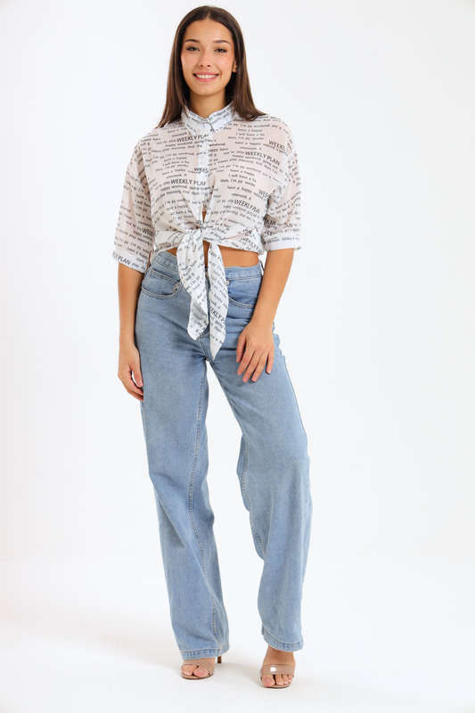 Out To Play White Chiffon Casual Shirt