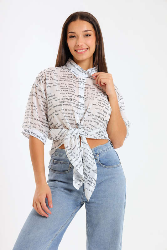 Out To Play White Chiffon Casual Shirt