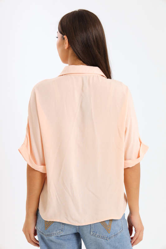 Relaxed Fit Linen-like Button Down Shirt