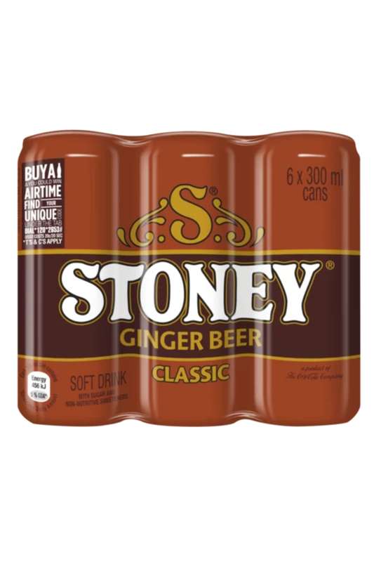 Stoney Ginger Beer Classic Soft Drink Cans 6 x 300ml