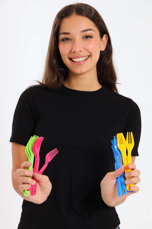 12 Pcs Heavy Duty Plastic Utensils Forks School Lunch Bag Forks