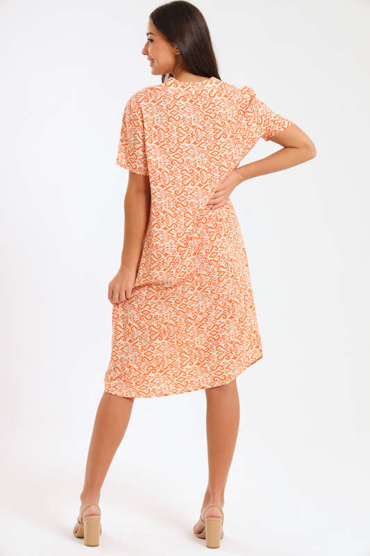 Bonnie Geometric Printed Summer Short Sleeve Knee Length Dress