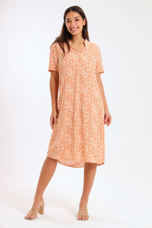 Bonnie Geometric Printed Summer Short Sleeve Knee Length Dress