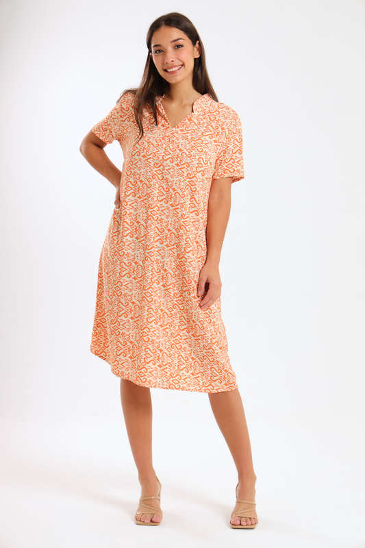 Bonnie Geometric Printed Summer Short Sleeve Knee Length Dress