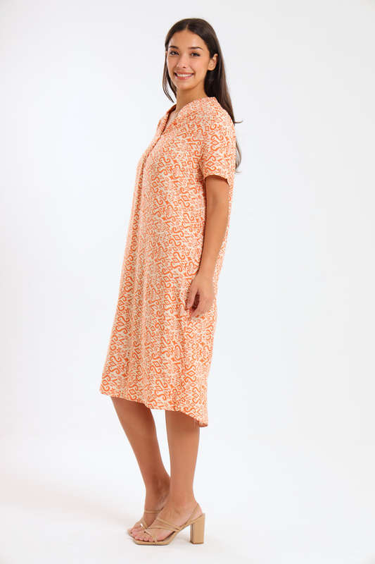 Bonnie Geometric Printed Summer Short Sleeve Knee Length Dress