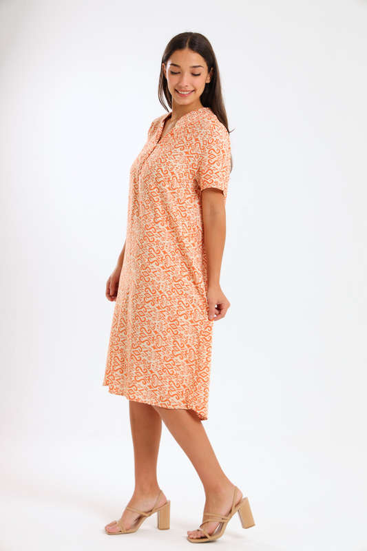Bonnie Geometric Printed Summer Short Sleeve Knee Length Dress