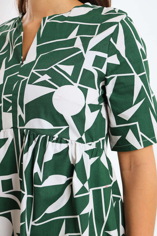 Brooke Geo Printed Short Sleeve Midaxi Dress