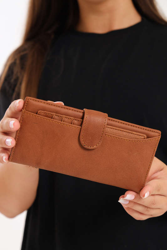 Camel Mountain Genuine Leather Foldable Wallet Purse With Multiple Card Holder For Women