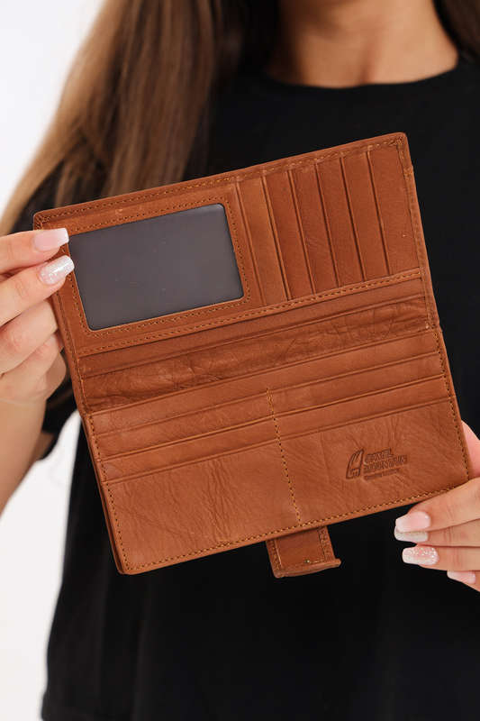 Camel Mountain Genuine Leather Foldable Wallet Purse With Multiple Card Holder For Women