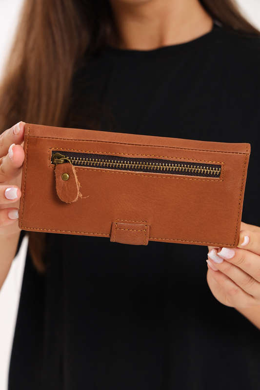 Camel Mountain Genuine Leather Foldable Wallet Purse With Multiple Card Holder For Women