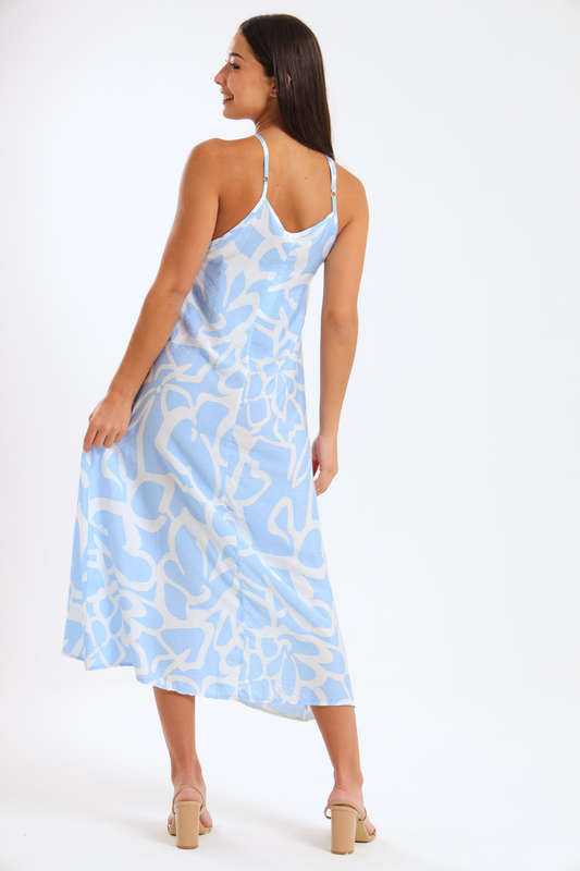 Claire Sleeveless Halter Mid-Maxi Dress