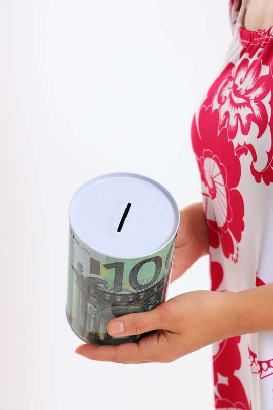 Currency Themed Metal Coin Bank Large