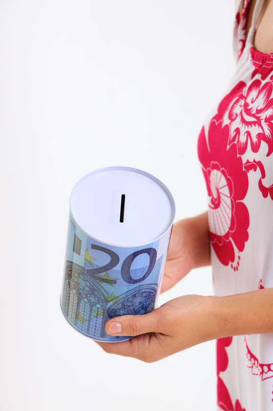 Currency Themed Metal Coin Bank Large