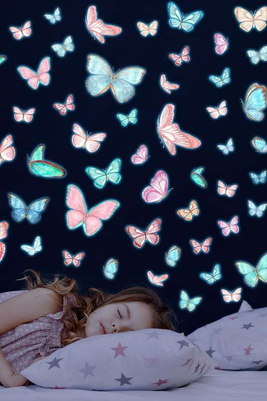 Fluorescent Colourful Glow in the Dark Butterflies 8 Pack