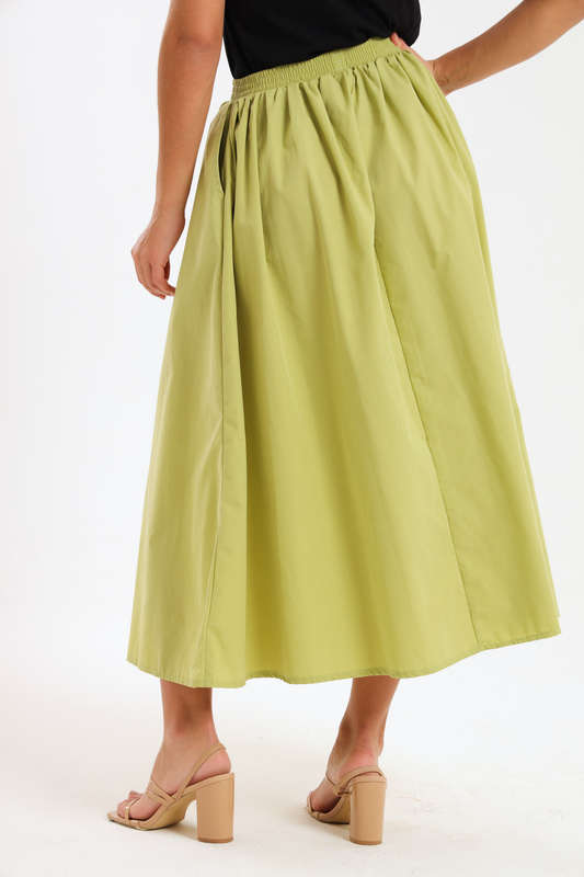 Joanna Ladies High-Waisted A-Line Midi Skirt With Pockets