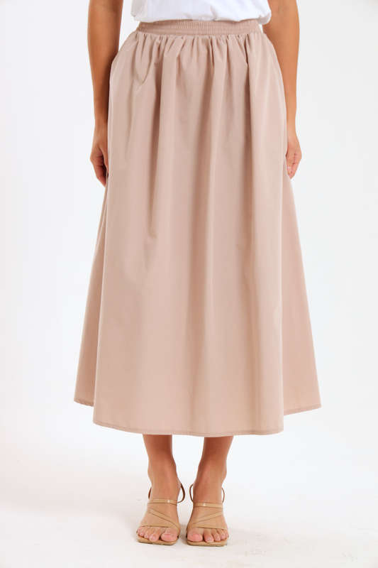 Joanna Ladies High-Waisted A-Line Midi Skirt With Pockets