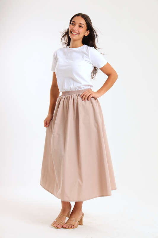 Joanna Ladies High-Waisted A-Line Midi Skirt With Pockets