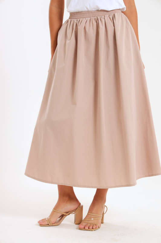 Joanna Ladies High-Waisted A-Line Midi Skirt With Pockets